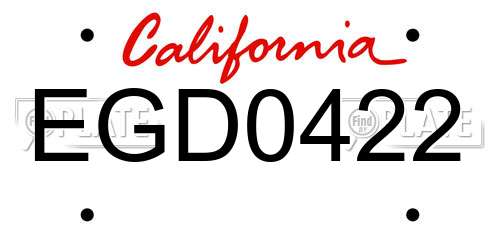 EGD0422 California License Plate