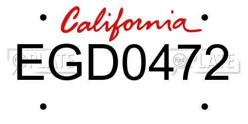 EGD0472 California License Plate
