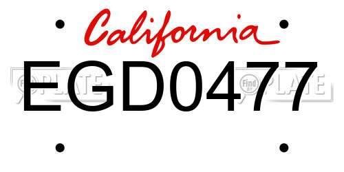 EGD0477 California License Plate