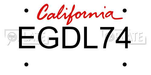 EGDL74 California License Plate