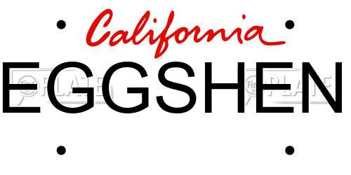 EGGSHEN California License Plate