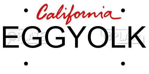 EGGYOLK California License Plate