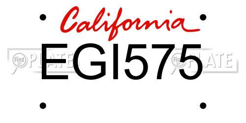 EGI575 California License Plate