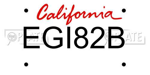 EGI82B California License Plate