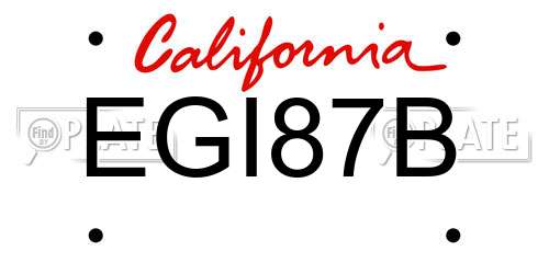 EGI87B California License Plate