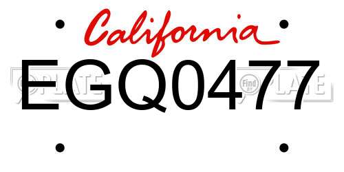 EGQ0477 California License Plate