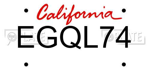 EGQL74 California License Plate
