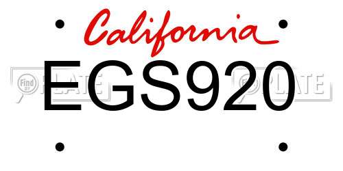 EGS920 California License Plate