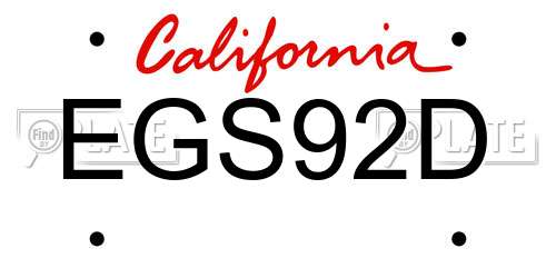 EGS92D California License Plate
