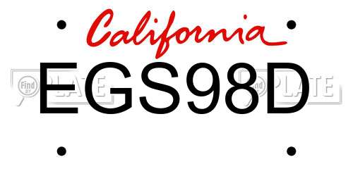 EGS98D California License Plate