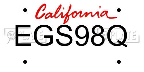 EGS98Q California License Plate
