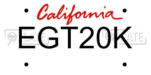 EGT20K California License Plate