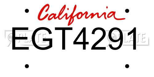 EGT4291 California License Plate