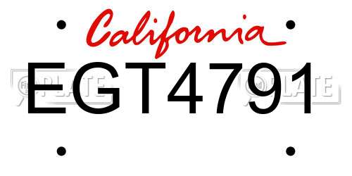 EGT4791 California License Plate