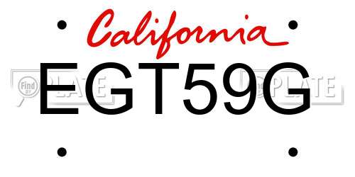 EGT59G California License Plate