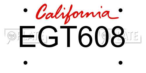 EGT608 California License Plate