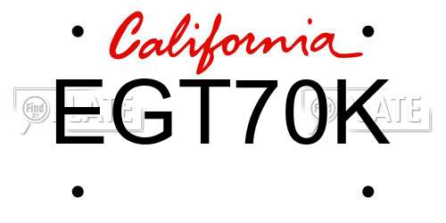 EGT70K California License Plate