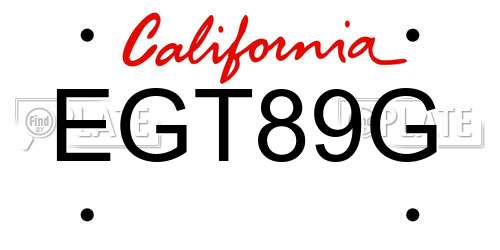 EGT89G California License Plate