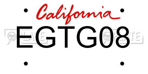 EGTG08 California License Plate