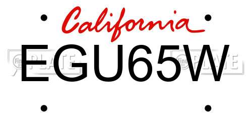 EGU65W California License Plate