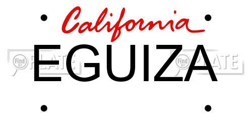 EGUIZA California License Plate