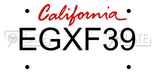 EGXF39 California License Plate