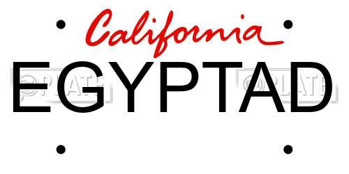 EGYPTAD California License Plate