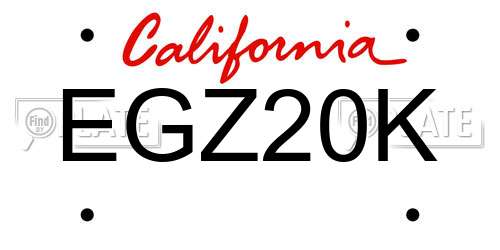 EGZ20K California License Plate