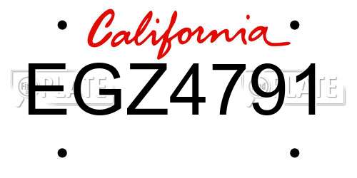 EGZ4791 California License Plate