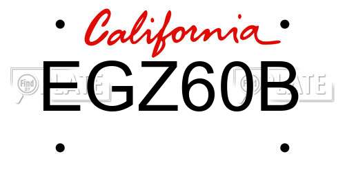 EGZ60B California License Plate