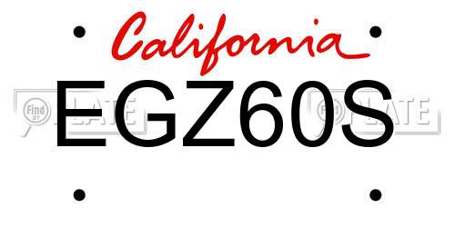 EGZ60S California License Plate