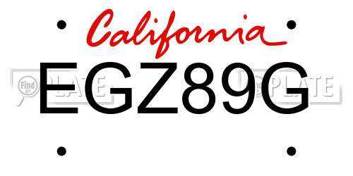 EGZ89G California License Plate
