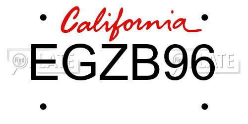 EGZB96 California License Plate