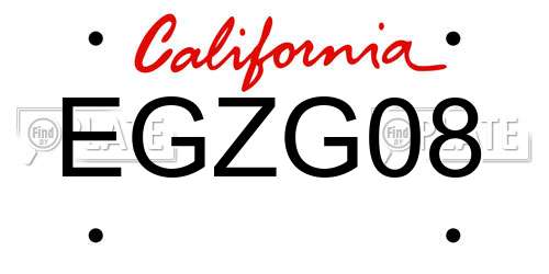EGZG08 California License Plate