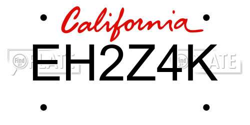 EH2Z4K California License Plate