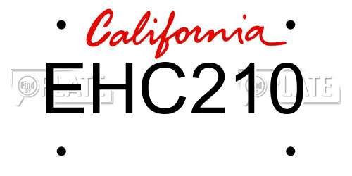 EHC210 California License Plate