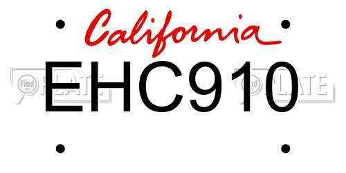 EHC910 California License Plate