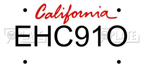 EHC91O California License Plate