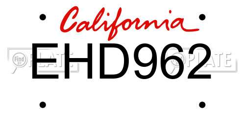 EHD962 California License Plate