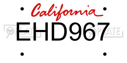 EHD967 California License Plate