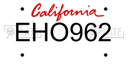 EHO962 California License Plate