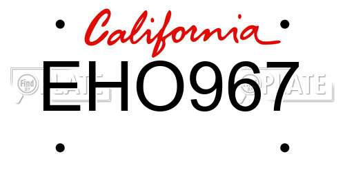 EHO967 California License Plate