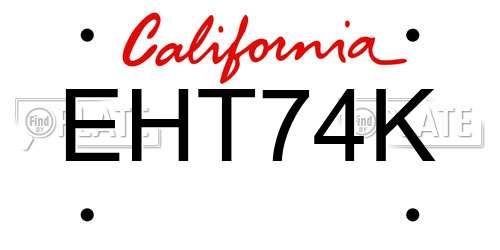 EHT74K California License Plate