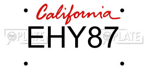 EHY87 California License Plate