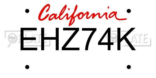 EHZ74K California License Plate