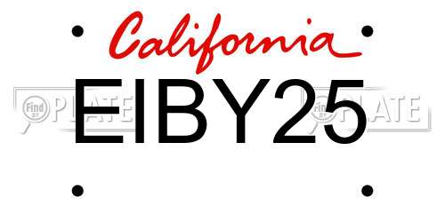 EIBY25 California License Plate