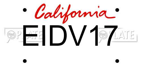 EIDV17 California License Plate