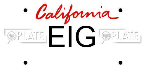 EIG California License Plate