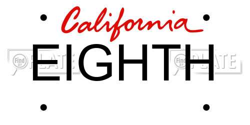EIGHTH California License Plate