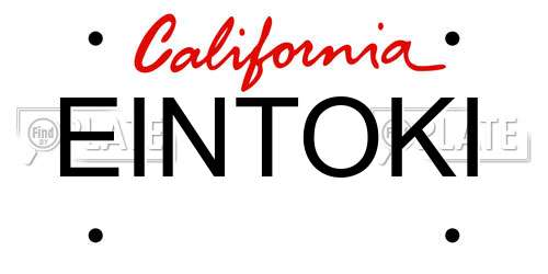 EINTOKI California License Plate